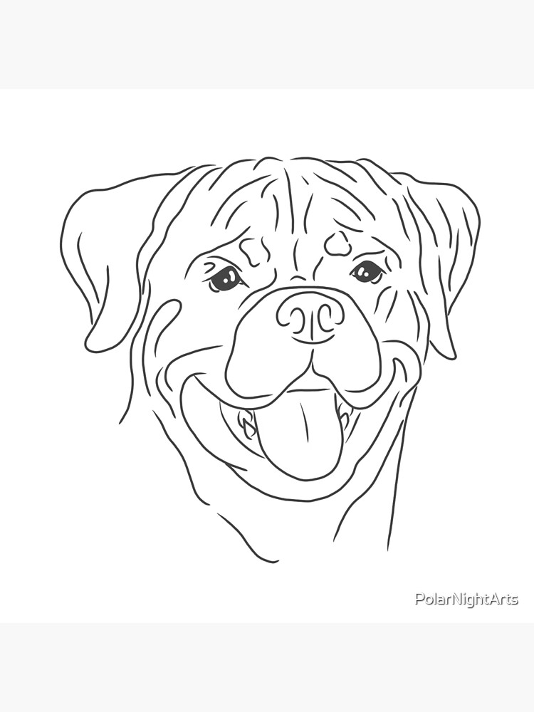 The smiling rottweiler art board print for sale by polarnightarts