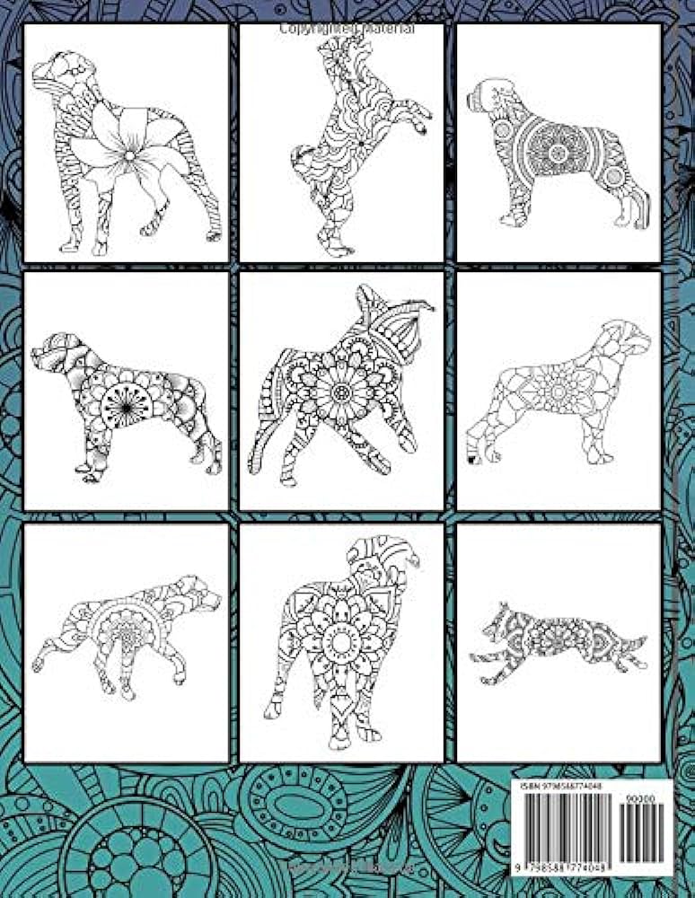 Rottweiler coloring book relaxing rottweiler coloring pages in mandala style for adults relaxation rottweiler gifts for women dog lovers illustrations real books