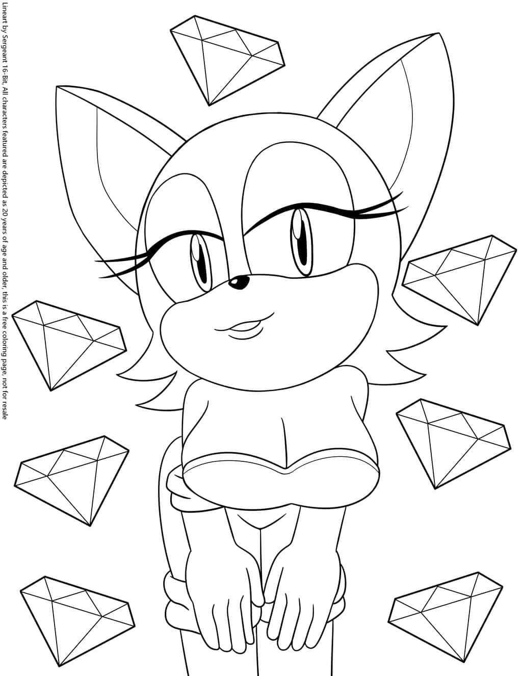 Download sonic coloring flirty rouge the bat picture