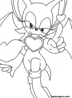 Printable sonic the hedgehog rouge coloring in sheets