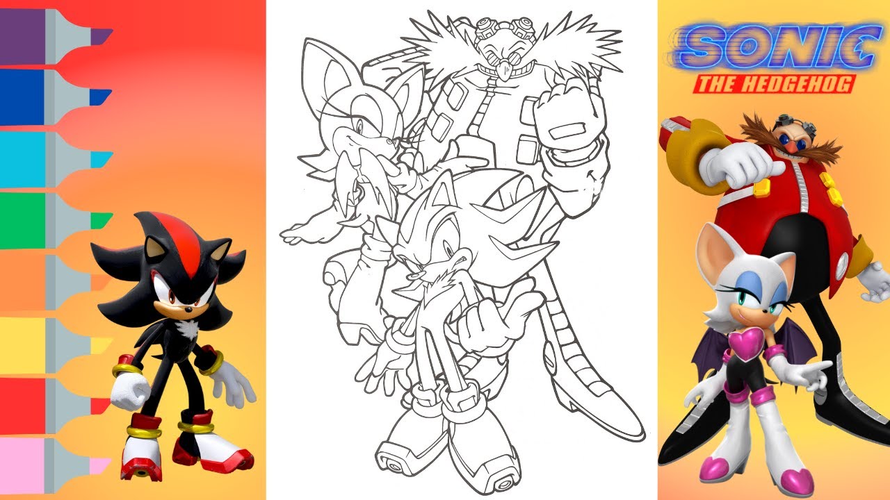 Sonic the hedgehog coloring book page rouge the bat shadow the hedgehog dr eggman speed color