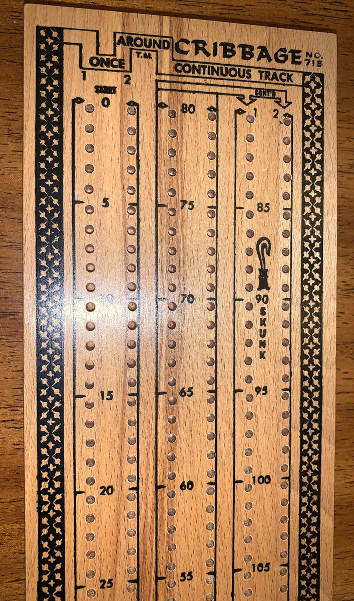 Vintage pleasantime continuous track two lane cribbage board no rules