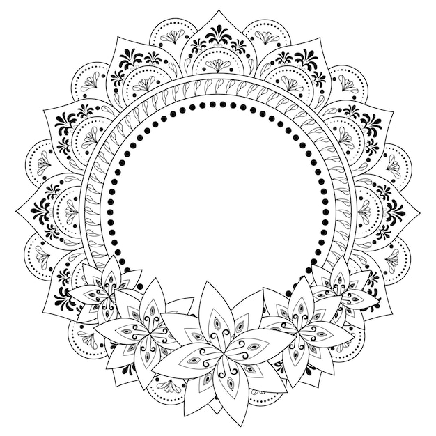 Premium vector mandala black and white round ornament coloring page vector illustrationvector illustration graphic design