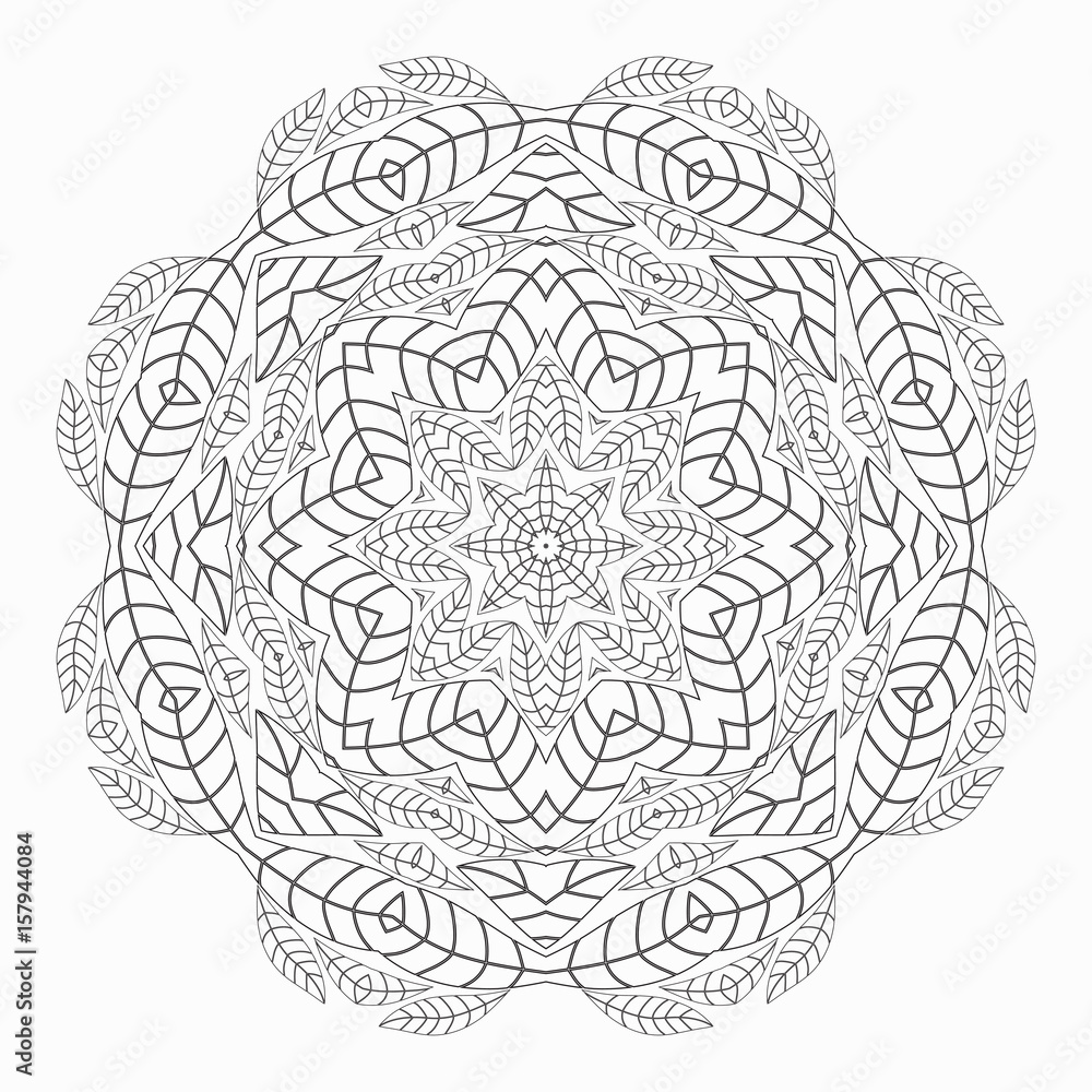 Mandala antistress coloring pages for adults monochrome circular lace oriental pattern coloring book ethnicity round ornament arabic islamic moroccan asian indian native african motifs vector