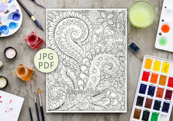 Printable ornament coloring page zentangle coloring page mandala digital download