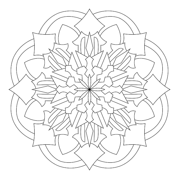 Premium vector mandala outline coloring page the round ornament can be used as a meditation background