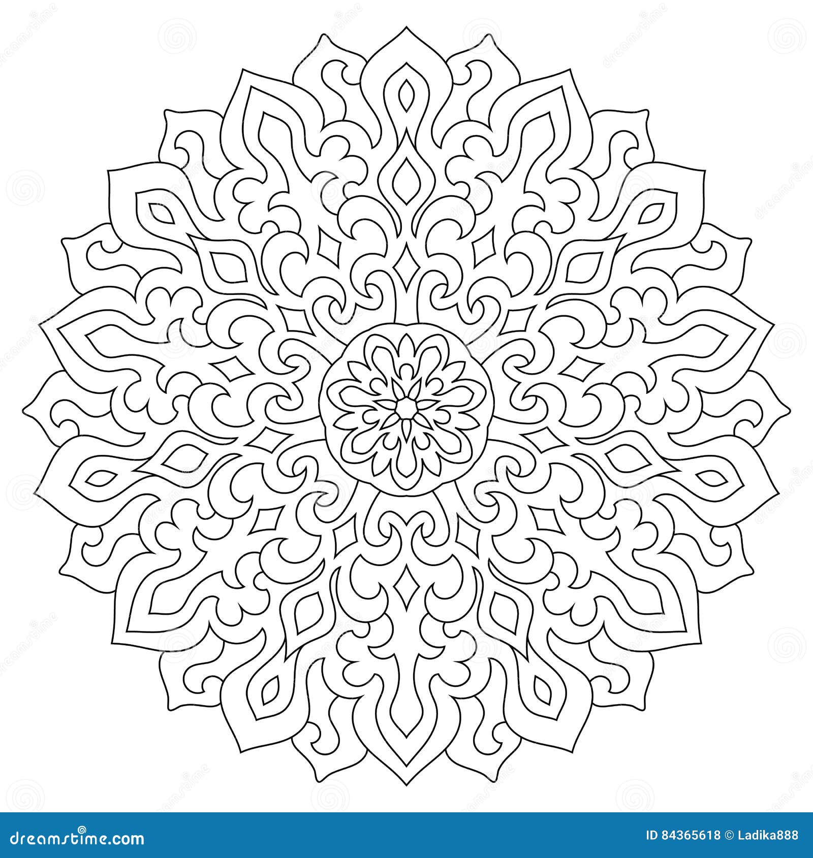 Circular geometric ornament round outline mandala for coloring page stock vector