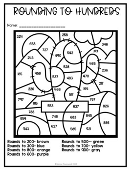 Rounding to hundreds coloring sheets by jenna t tpt