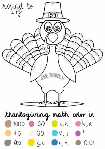 Thanksgiving round to significant figure coloring in sheet teaching resources