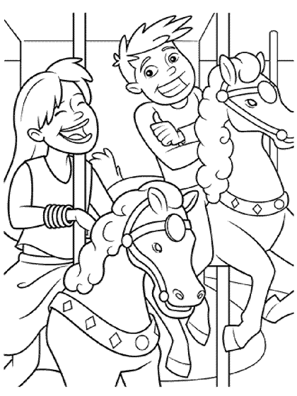 Carousel horses coloring page