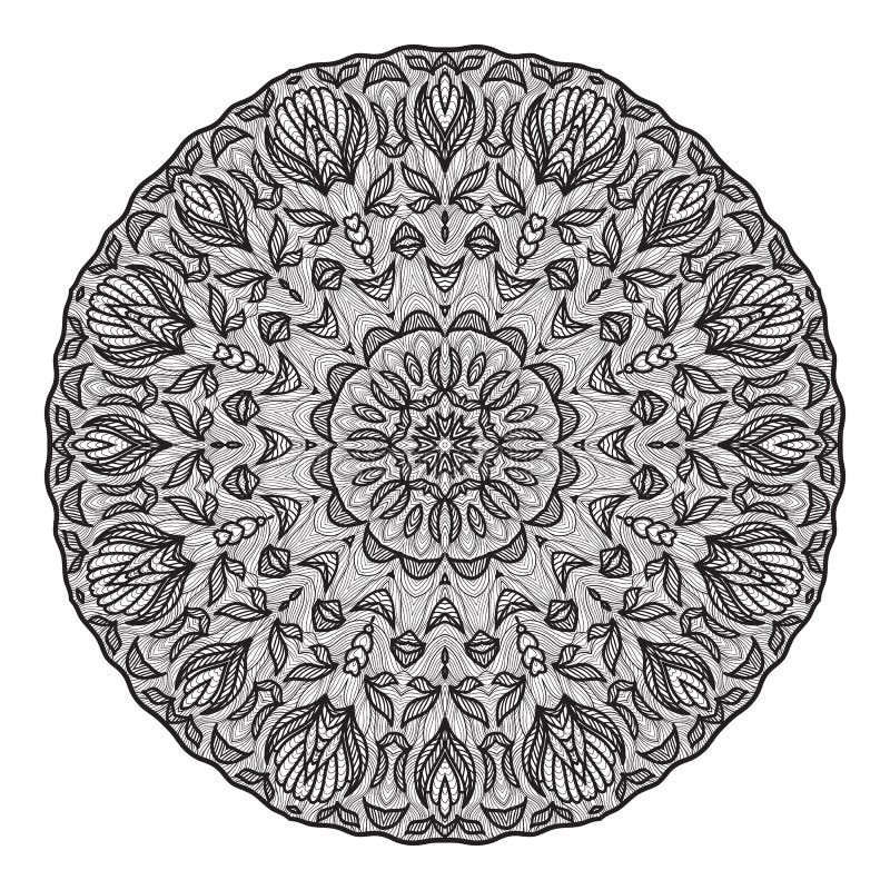 Crazy mandala template for coloring book zendoodle round zentangle stock vector