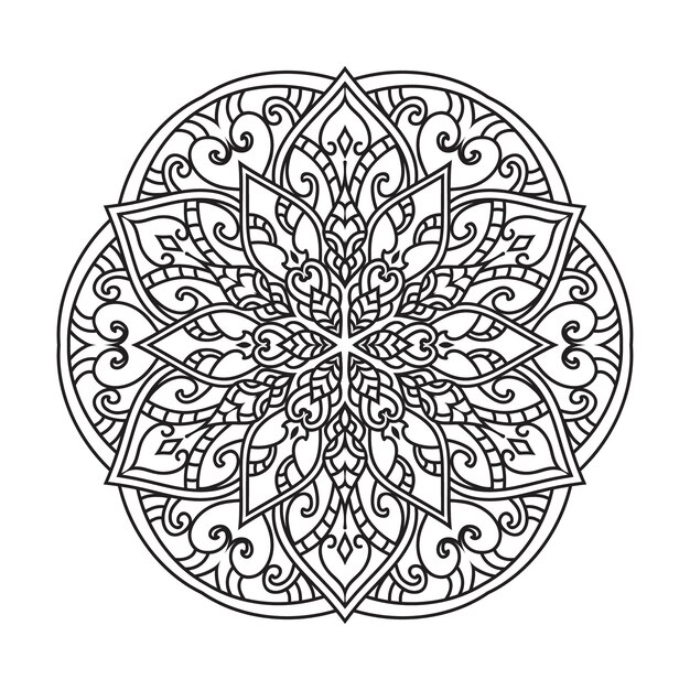 Premium vector mandala design for adult coloring pagedecorative round ornament