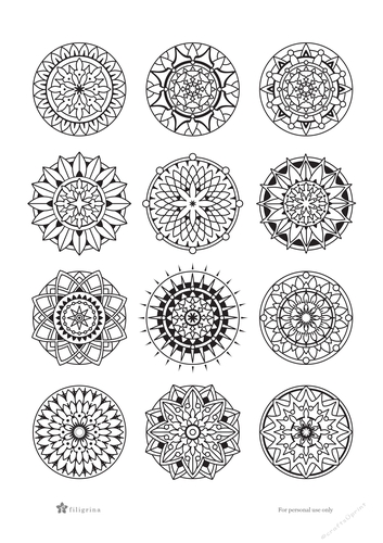 Zentangle round mandalas digital adult coloring page printable collage sheet digital doodle stamps ornamental circles