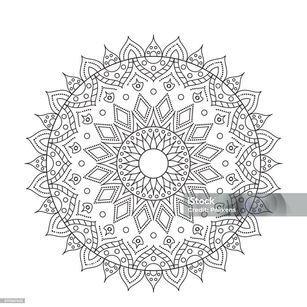 Coloring book mandala circle lace ornament round ornamental mandala pattern black and white design vector for coloring page stock illustration