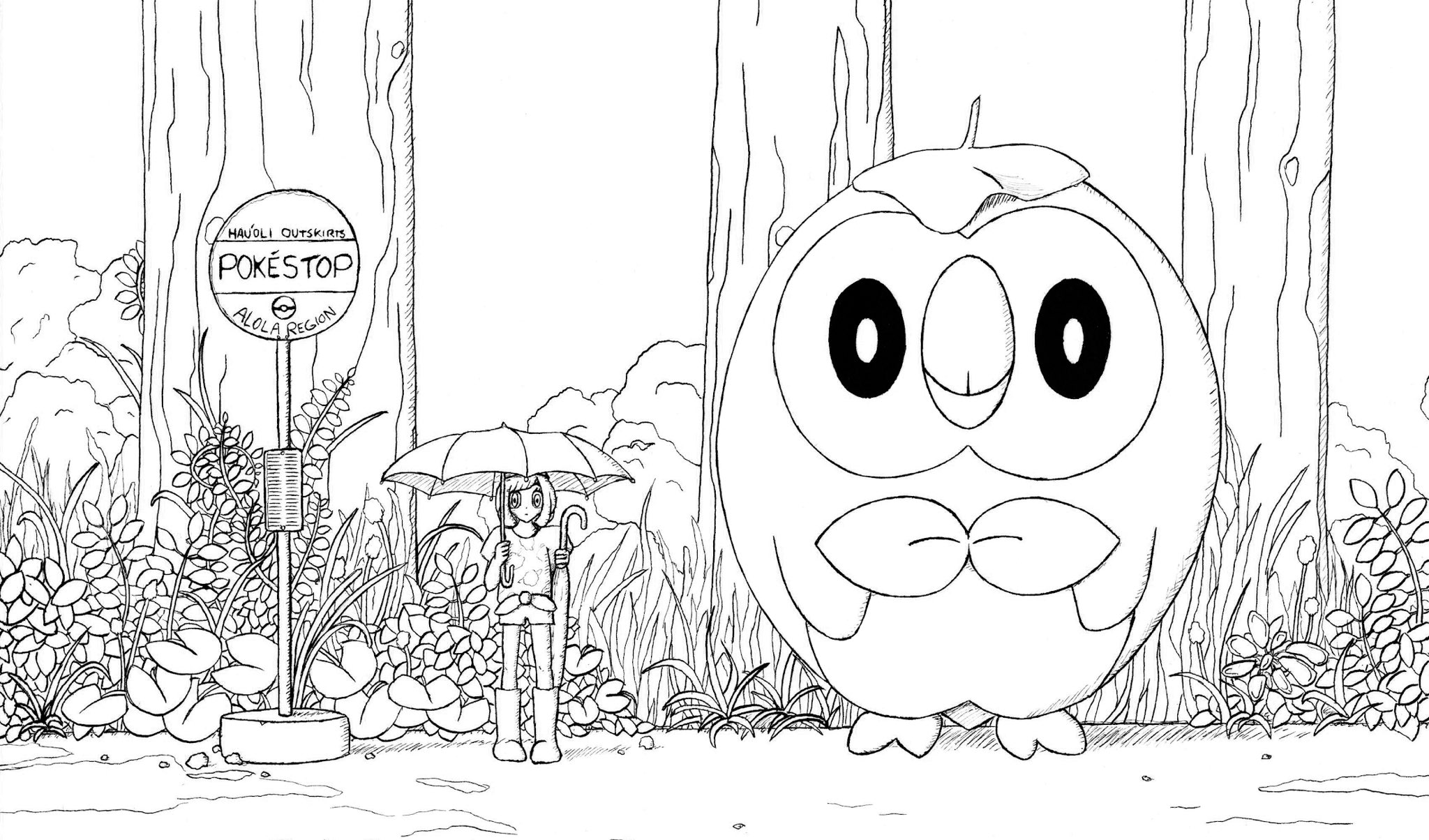 Ð erin on x finished colouring the my neighbor rowlet mashup i started last year lineart done with ink and colour added in photoshop ððð artist myneighbortotoro pokemon httpstcoaawjimqfni x