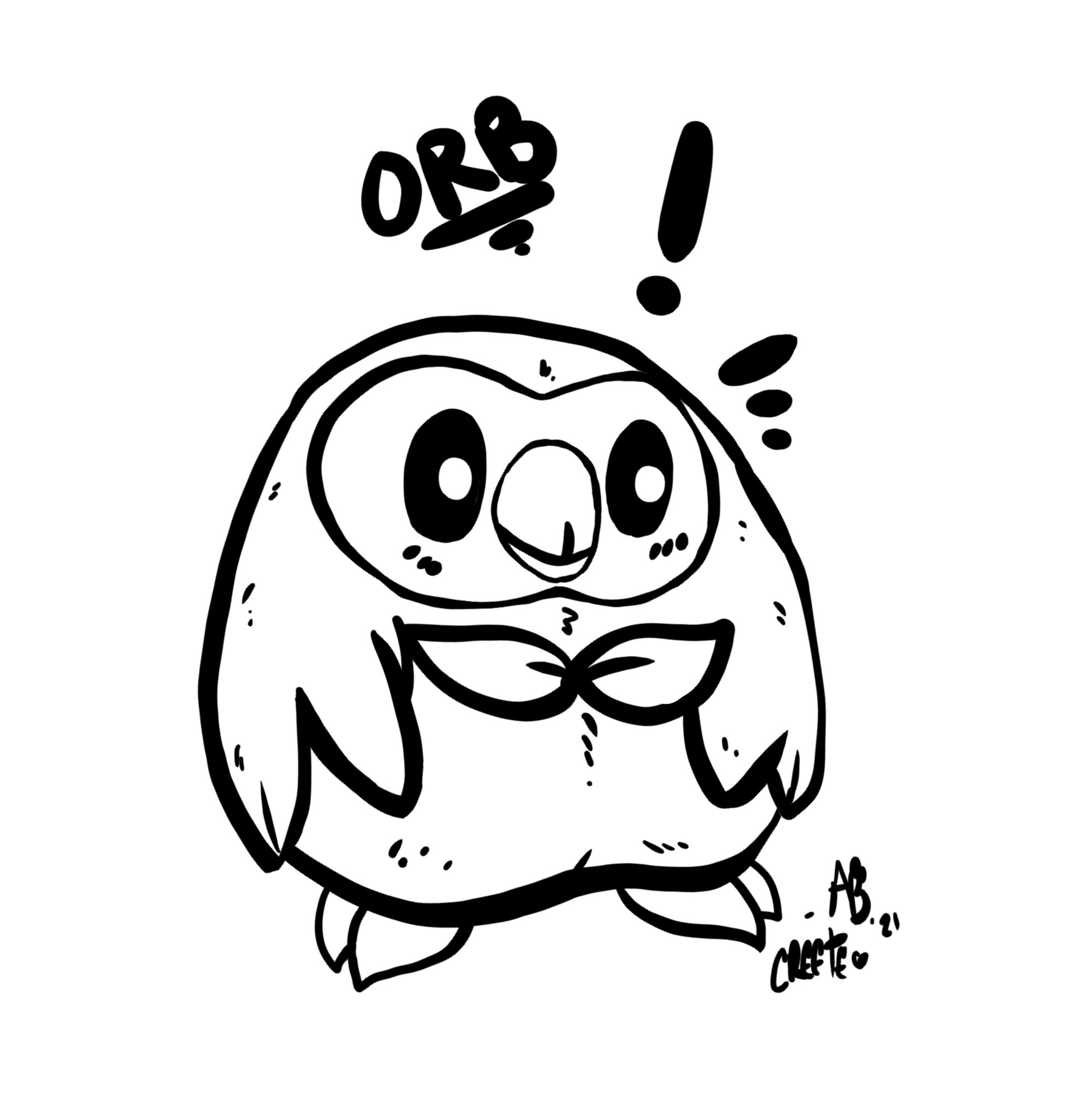 Decided to doodle a rowlet today never draw pokemon but i adore this little guy rpokemon