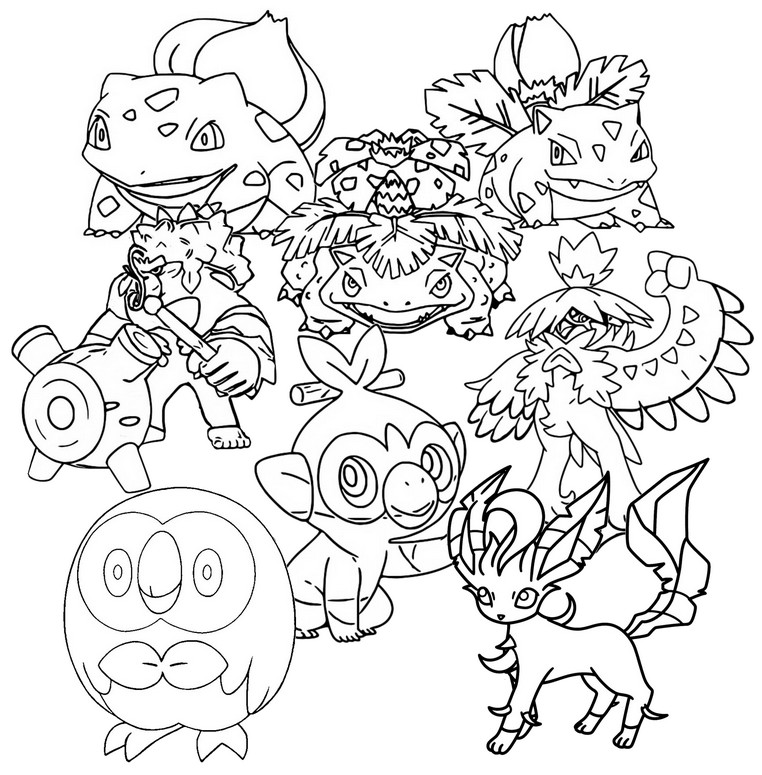 Coloring page popular pokãmon grass