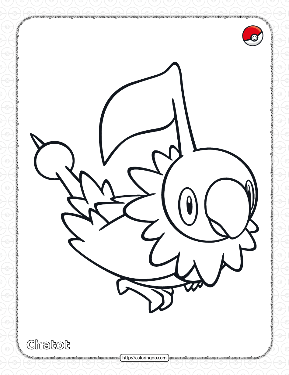 Pokemon chatot coloring pages for kids