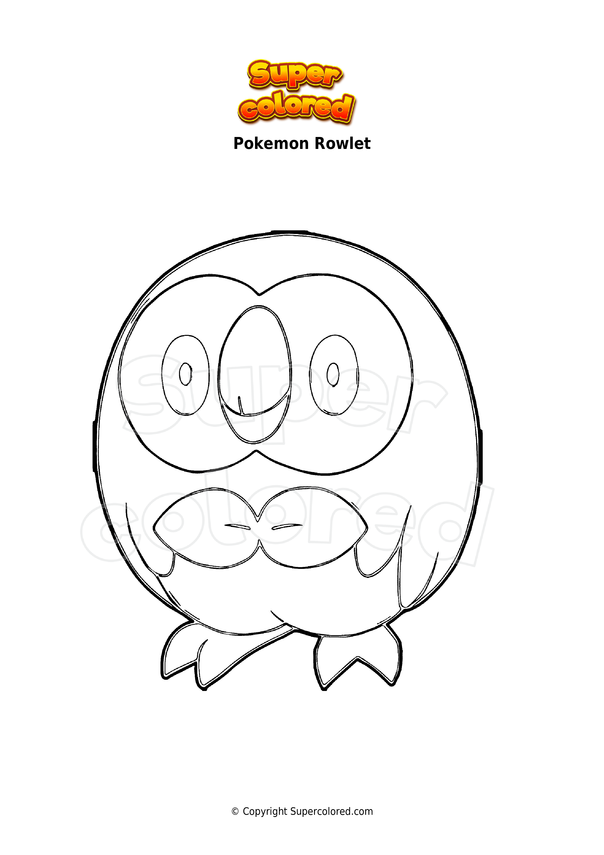 Coloring page pokemon rowlet