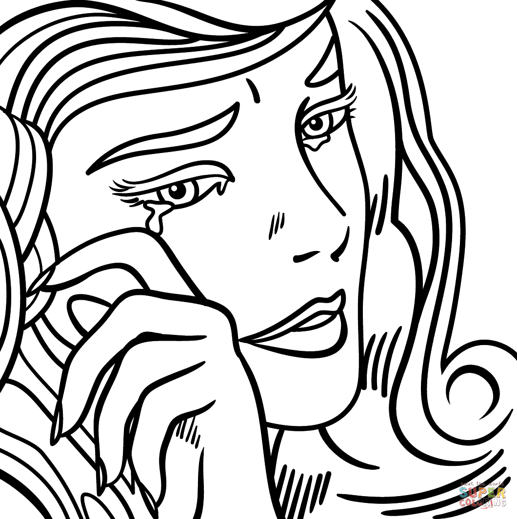 Crying girl by roy lichtenstein coloring page free printable coloring pages