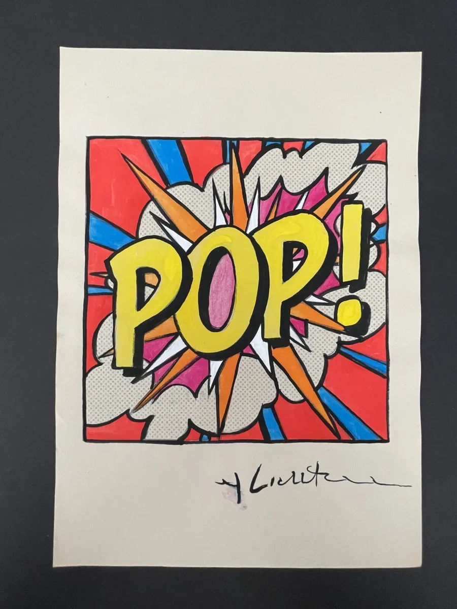 Roy lichtenstein graphic pop art painting on paper signed