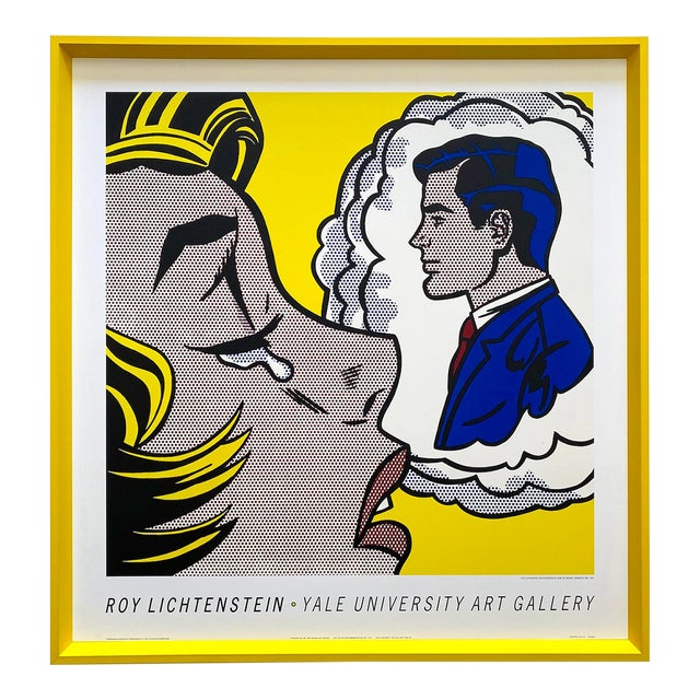 Roy lichtenstein vintage fine art lithograph print framed pop art poster thinking of him