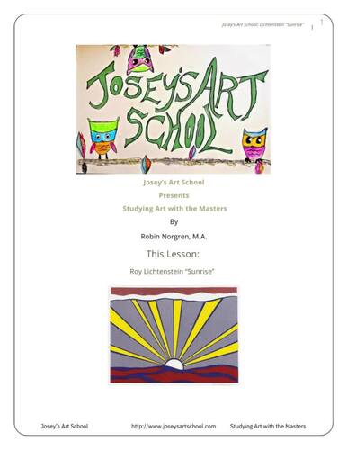 Roy lichtenstein art lesson sunrise art history prek to rd grade