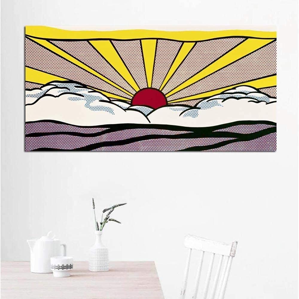 Roy lichtenstein poster pop art ic posters prints roy lichtenstein wall art sunrise canvas painting abstract wall pictures nordic office decor cuadros de pared de sala unframed posters prints