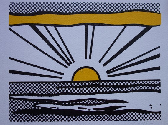 Fine pop art limited edition silkscreen serigraph sunrise lichtenstein signed stamped and numbered