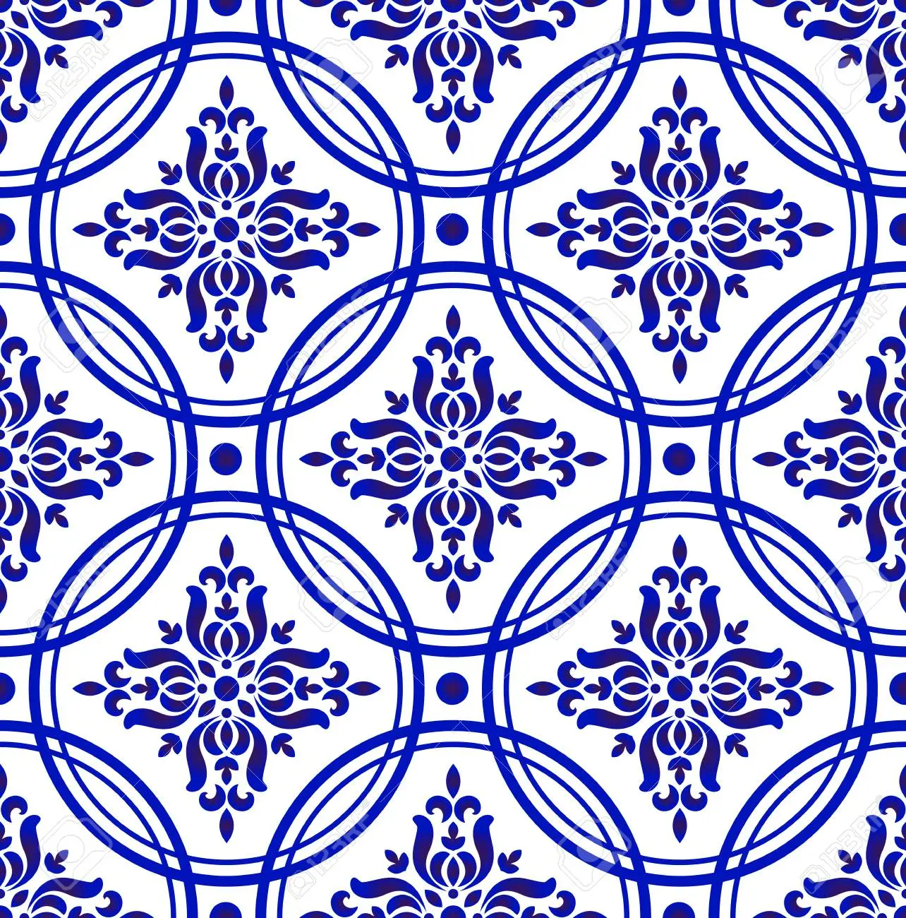 Royal Blue And White Fabric, Wallpaper and Home Decor
