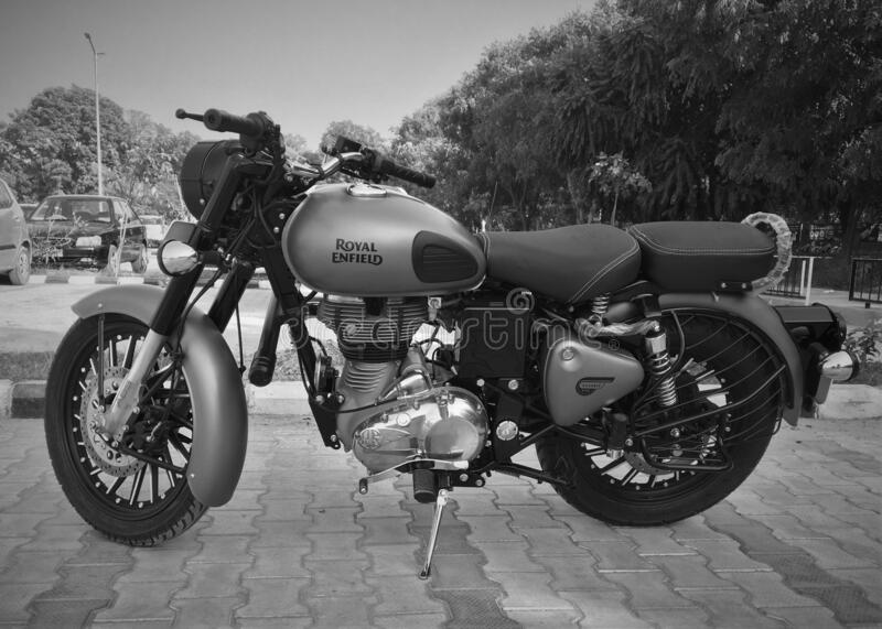 Gunmetal grey bullet royal enfield classic editorial photography