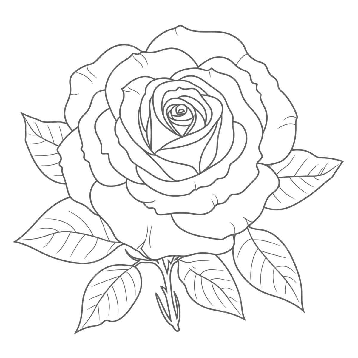 The rose coloring pages that is drawn to look like an outline sketch drawing vector rose drawing wing drawing hat drawing png and vector with transparent background for free download