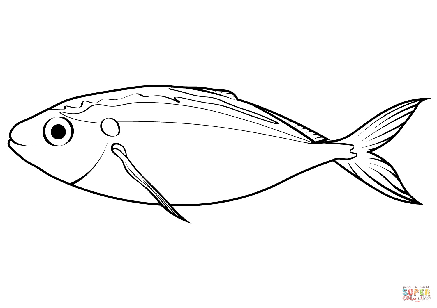 Yellowstripe scad selaroides leptolepis coloring page free printable coloring pages