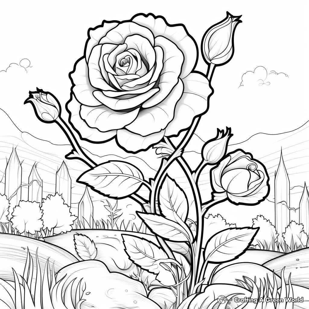 Realistic rose coloring pages