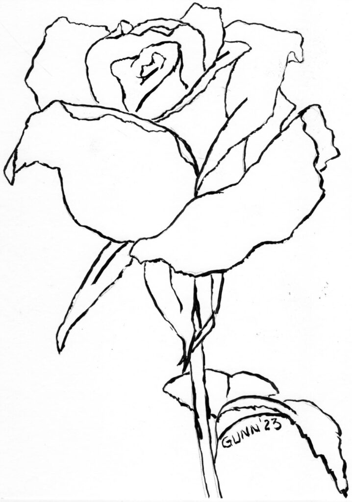 A rose coloring page for email subscribers