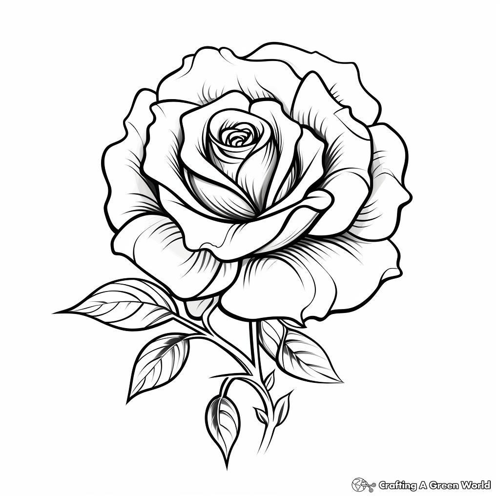 Realistic rose coloring pages