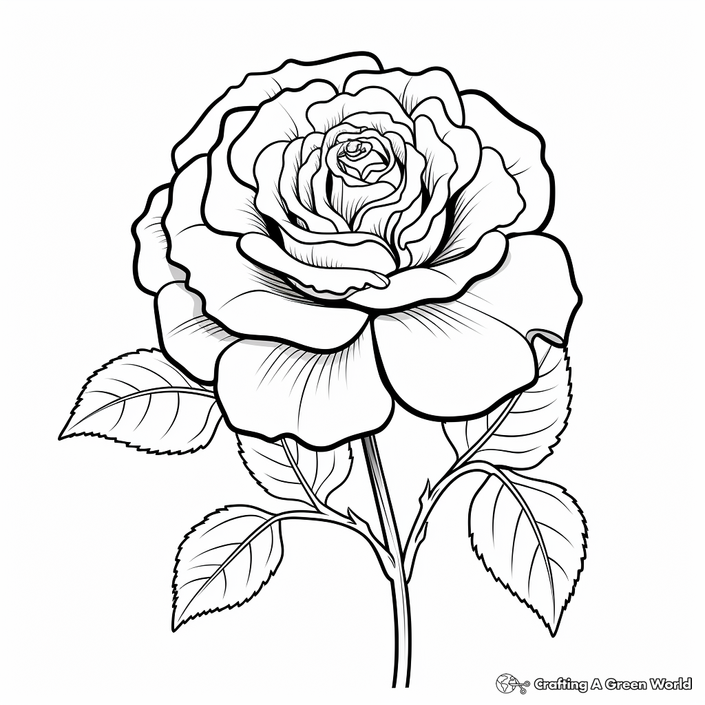 Realistic rose coloring pages