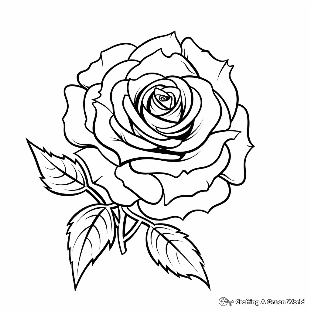 Realistic rose coloring pages