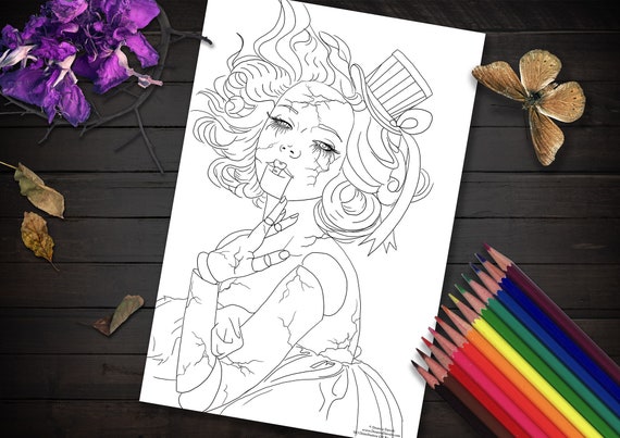 Broken doll coloring page carnival doll printable coloring