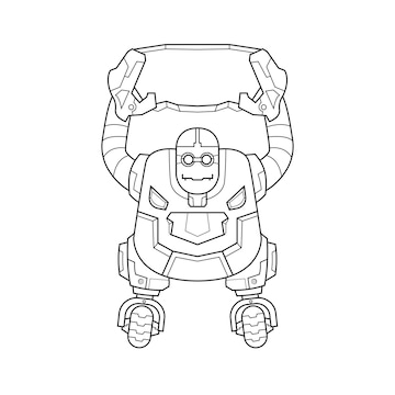 Premium vector illustration in a cartoon coloring pages cute robot android for kids preschool