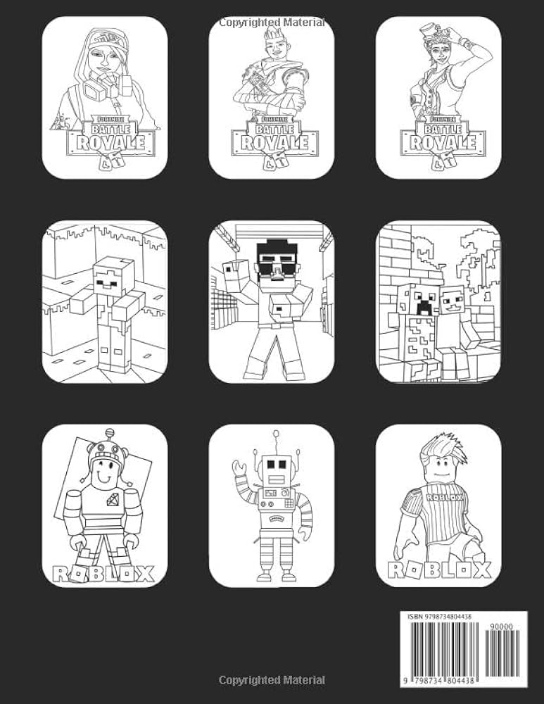 In coloring book minecraft fortnite roblox coloring book coloring pages for kids and adults amazing drawings characters weapons other high quality isabella design art books