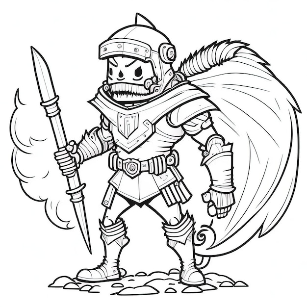 Premium vector brave knight cartoon coloring pages chivalry and bravery