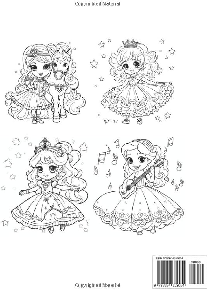 Kawaii cute princess coloring book a sparkling collection of royalty