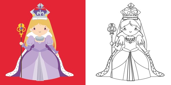 Thousand colouring page prince princess royalty