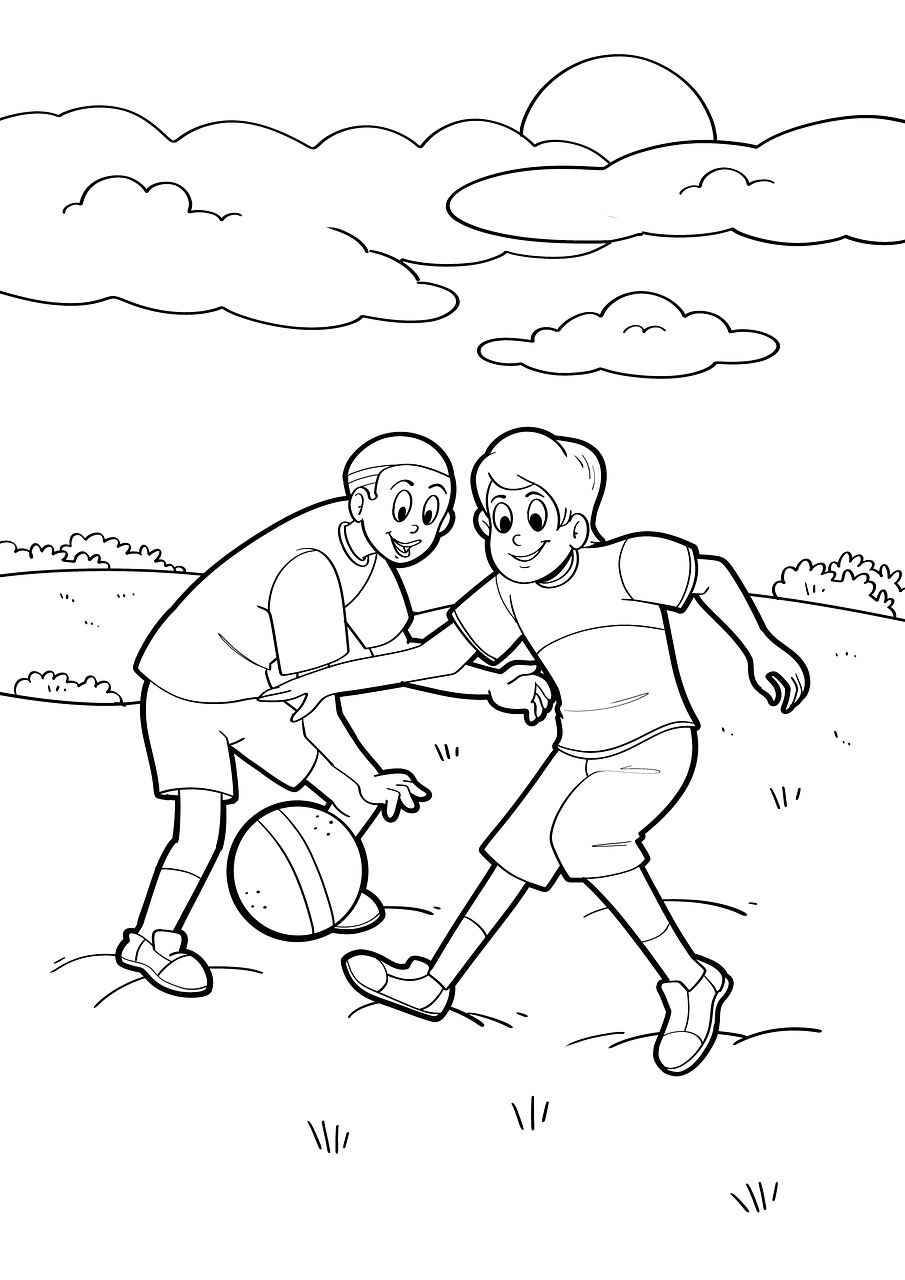 Download coloring page basketball children royalty