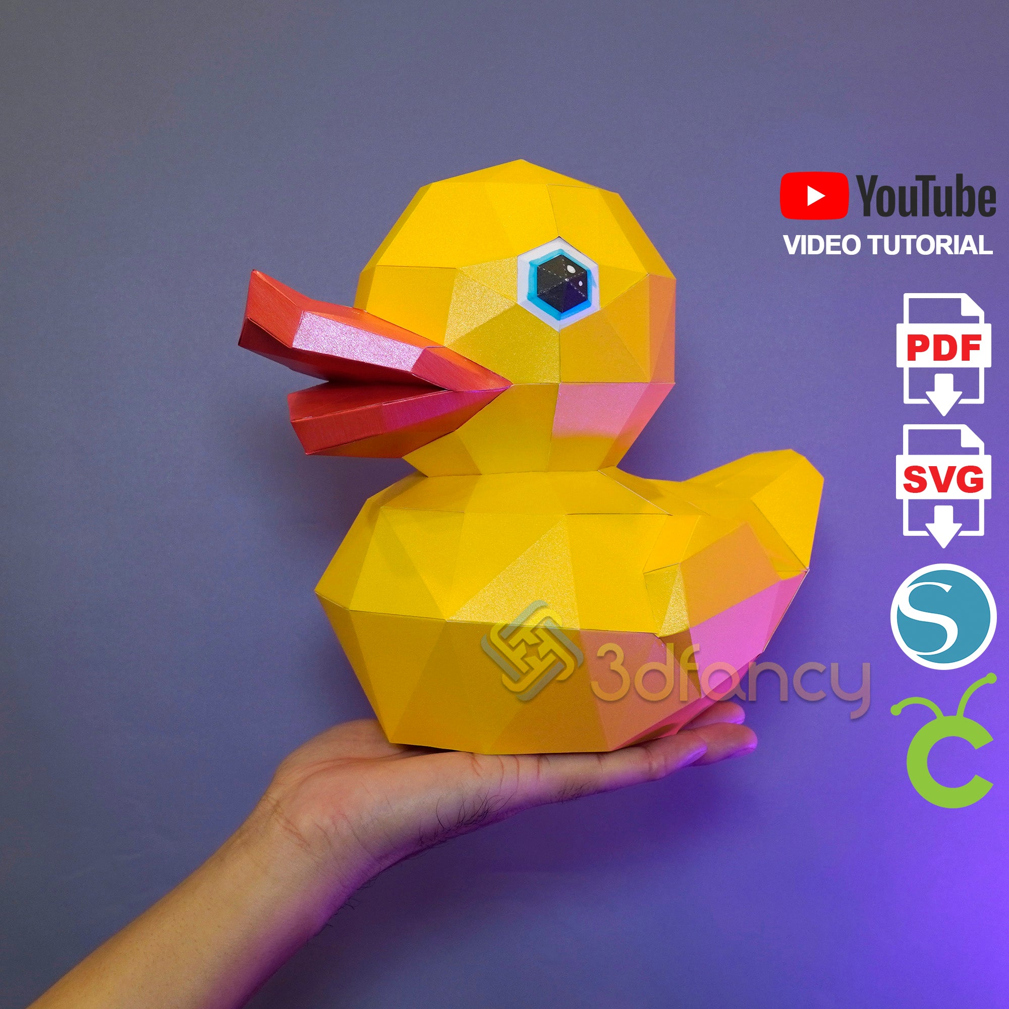 Duck paper craft low poly animals model