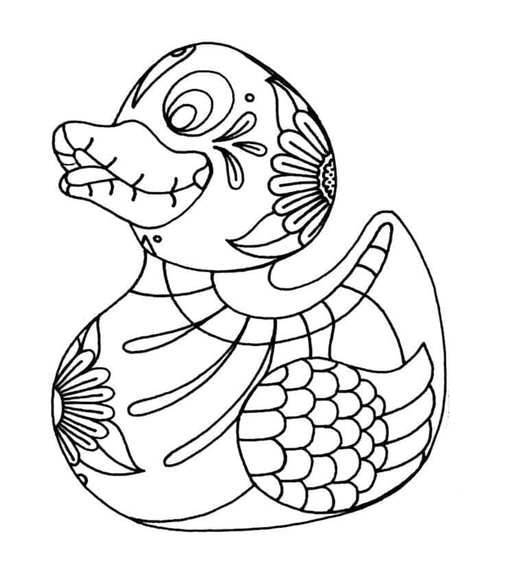 Rubber duck sugar skull coloring page