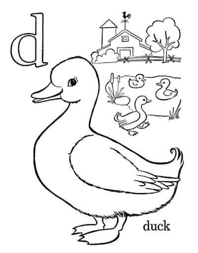 Cute duck coloring pages for toddlers kids