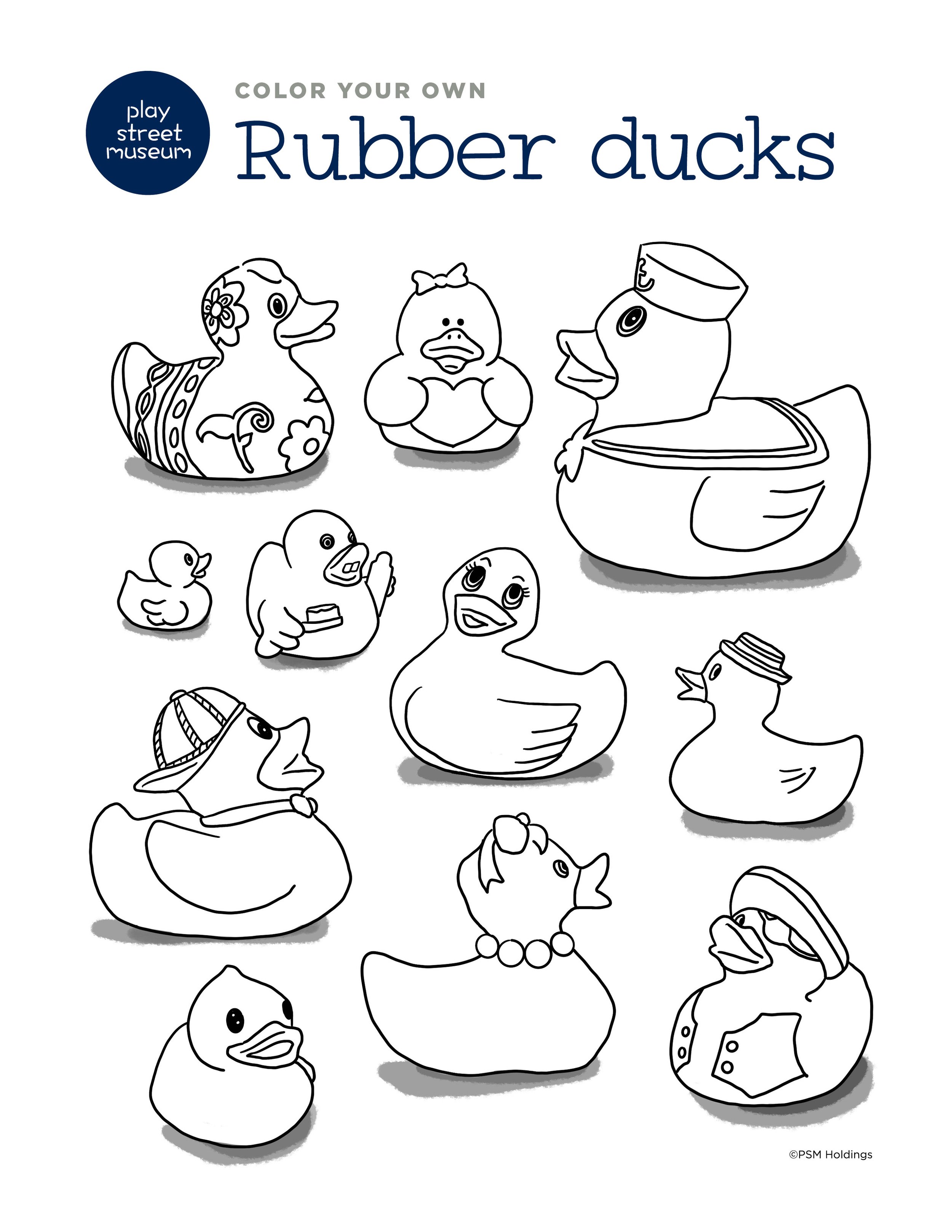 Rubber ducky coloring page â play street museum