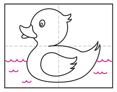 Easy how to draw a rubber duck tutorial and coloring page